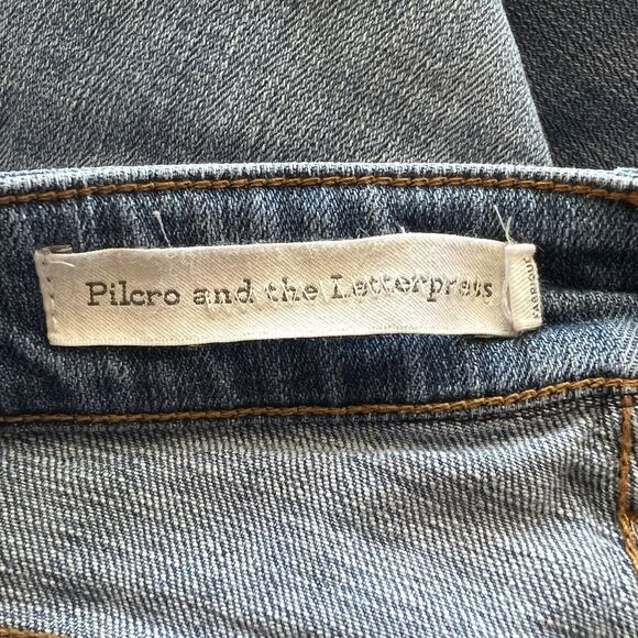 Pilcro Anthropologie Size 26 Embroidered Slim Boyfriend Pocket Blue High Rise F8 - Picture 8 of 8
